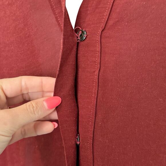 Isabel Marant Maroon Red Burgundy Long Sleeve V-Neck Split Hem Tunic Dress sz M - Picture 7 of 12